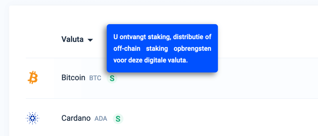 Staking ondersteuning herkennen bij Bitvavo