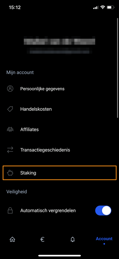 Mijn account overzicht in de Bitvavo app