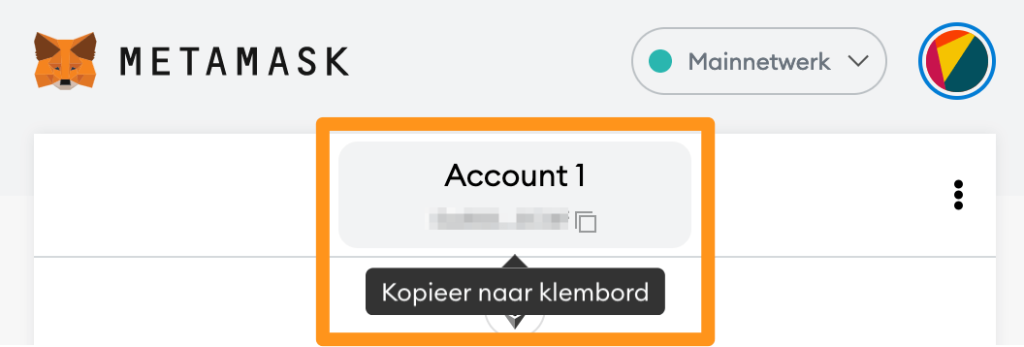 MetaMask ontvangstadres kopiëren