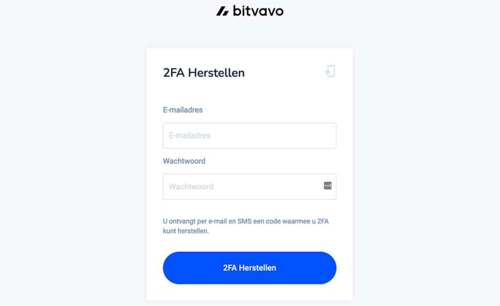 2FA code herstellen op Bitvavo