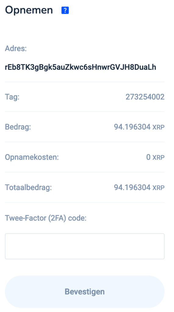 Bitvavo opname bevestigen