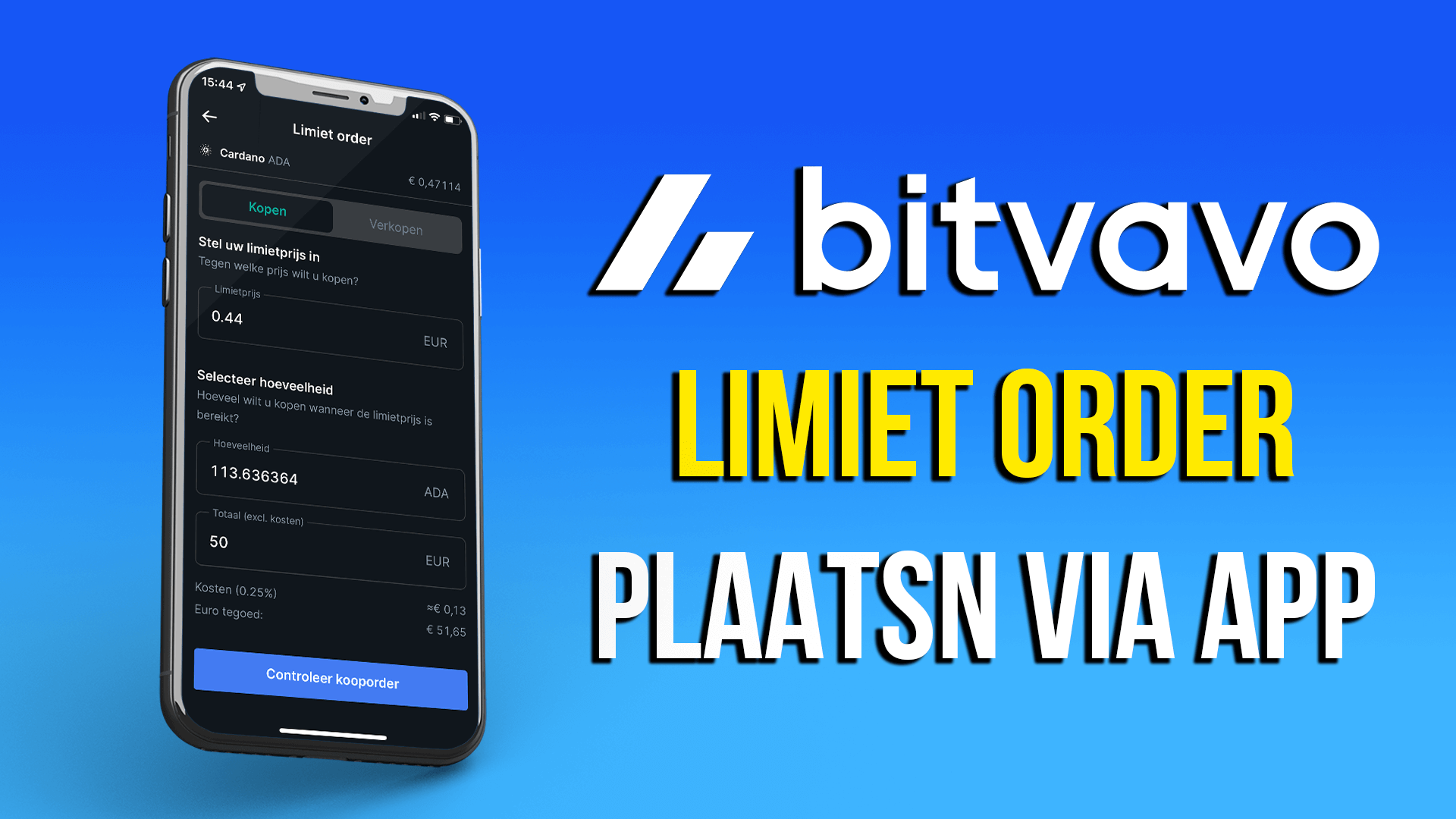 Limiet order plaatsen via Bitvavo app