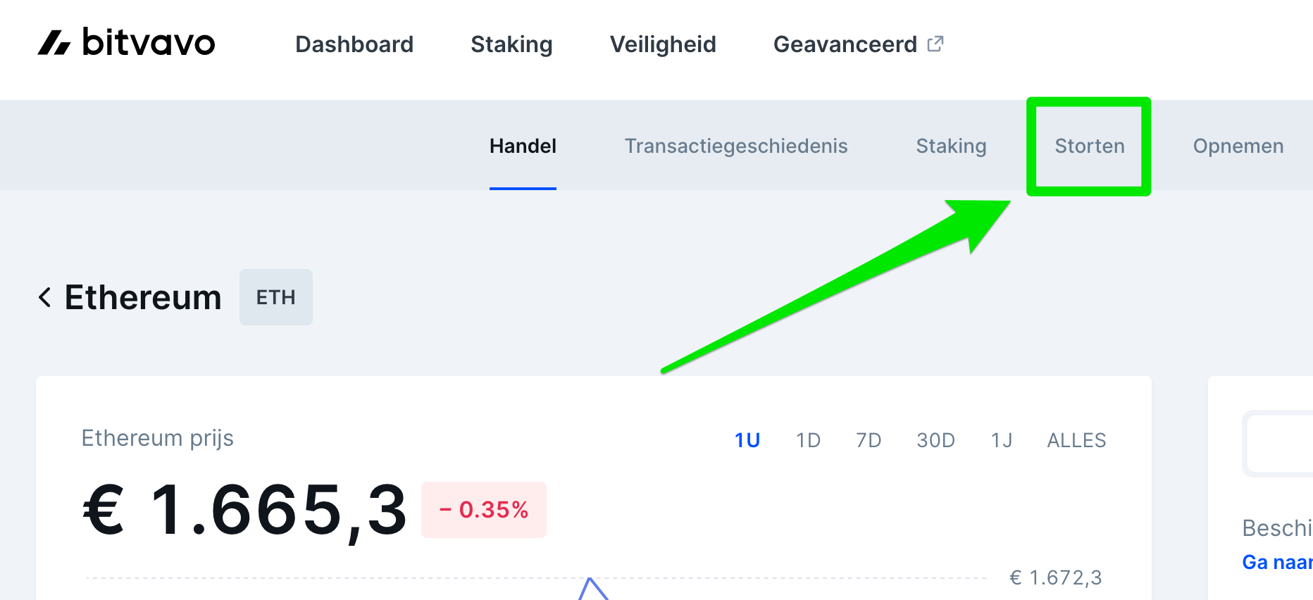Bitvavo eth storten menu-item