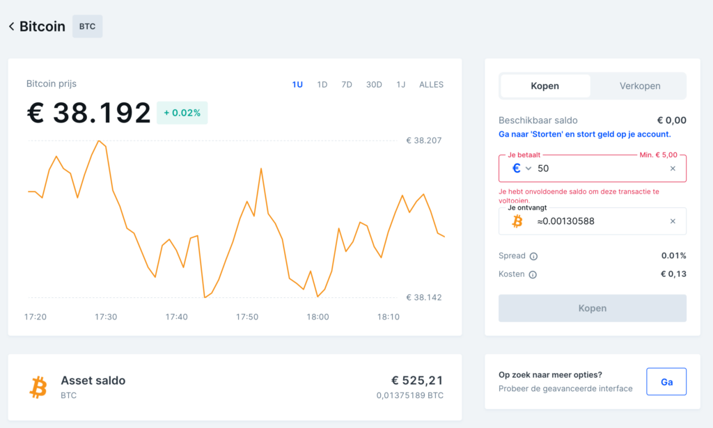 Bitcoin kopen met euro's op Bitvavo