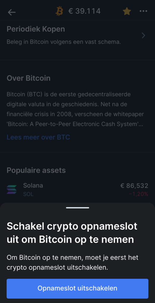 Bitvavo crypto opnameslot voorkomt dat je crypto kunt opnemen