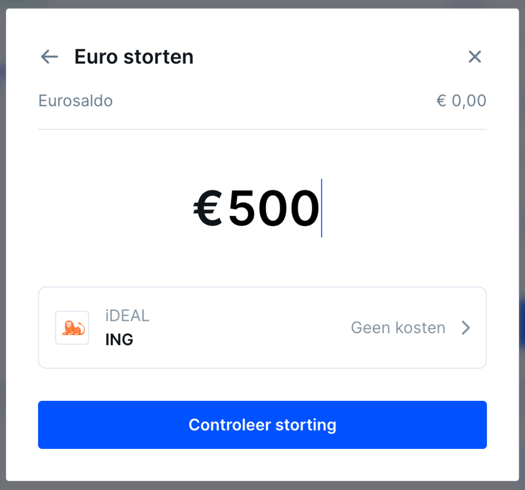 Geld storten op Bitvavo