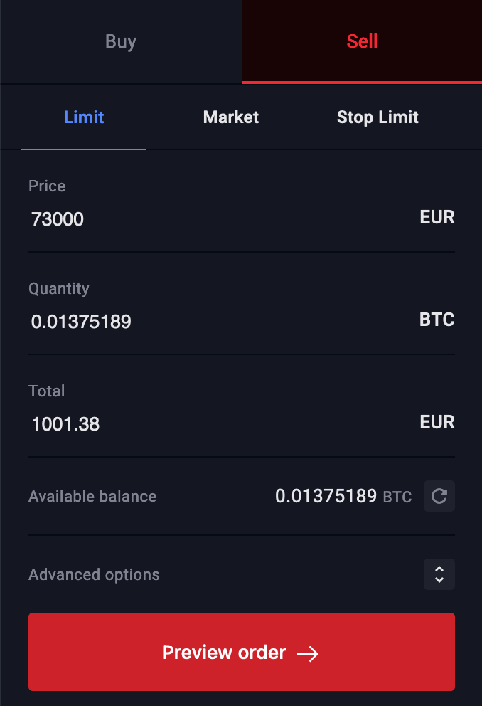 Limit sell order instellen bij Bitvavo